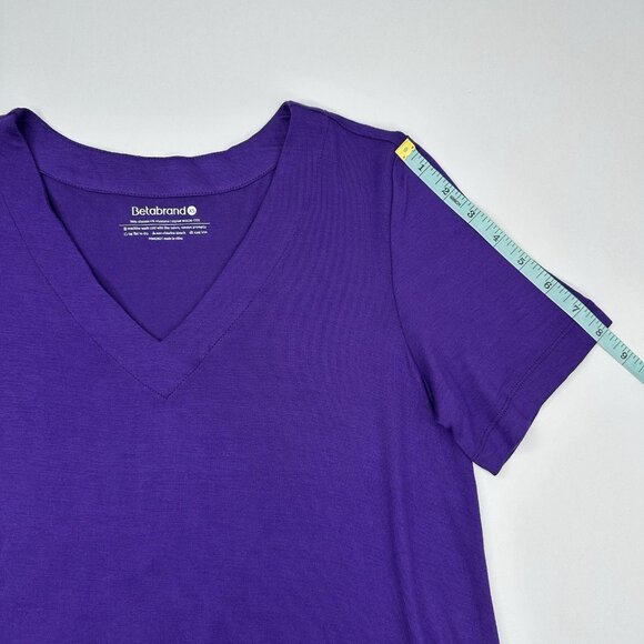 Betabrand Women’s NWOT Purple V-Neck Short Sleeve Hi-Low T-Shirt Extra Small/C36 - Picture 10 of 11